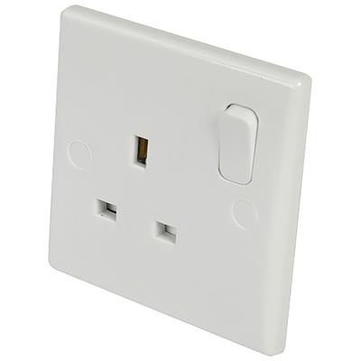 DK 1 Gang 13A Switched Wall Socket with Curved Edges – BS1363-2 Compliant, Minimum 25mm Back Box