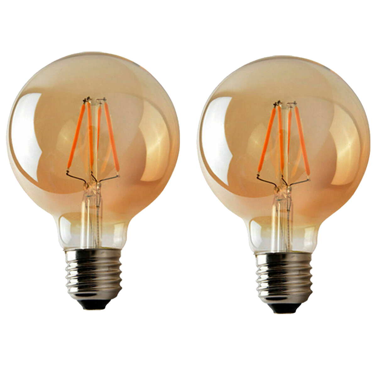 Ledsone 2 Pack E27 G95 Vintage LED Edison Bulbs, 4W Dimmable Warm White 2700K – Amber Glass Filament Globe