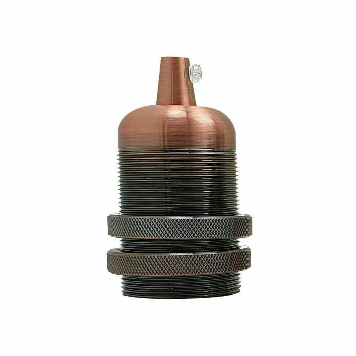 LEDSON Smooth Copper E27 Ceramic Light Bulb Holder with Ring – Vintage Edison Screw Socket, Metal