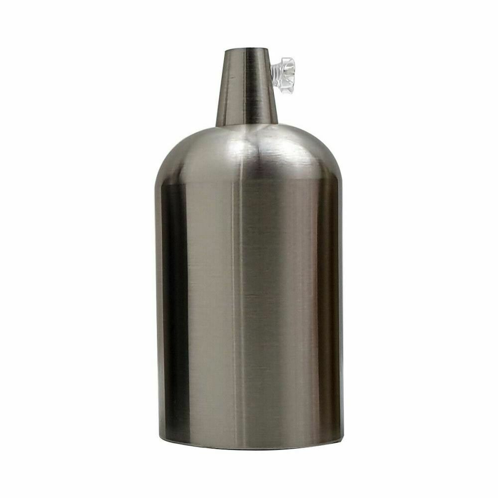 LEDSON Satin Nickel E27 Ceramic Lamp Holder – Retro Vintage Edison Screw Bulb Socket, 250V