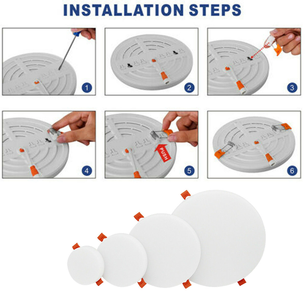 Ledsone Round Recessed LED Ceiling Panel Downlight – Slim Energy Efficient Light for Kitchen & Bathroom