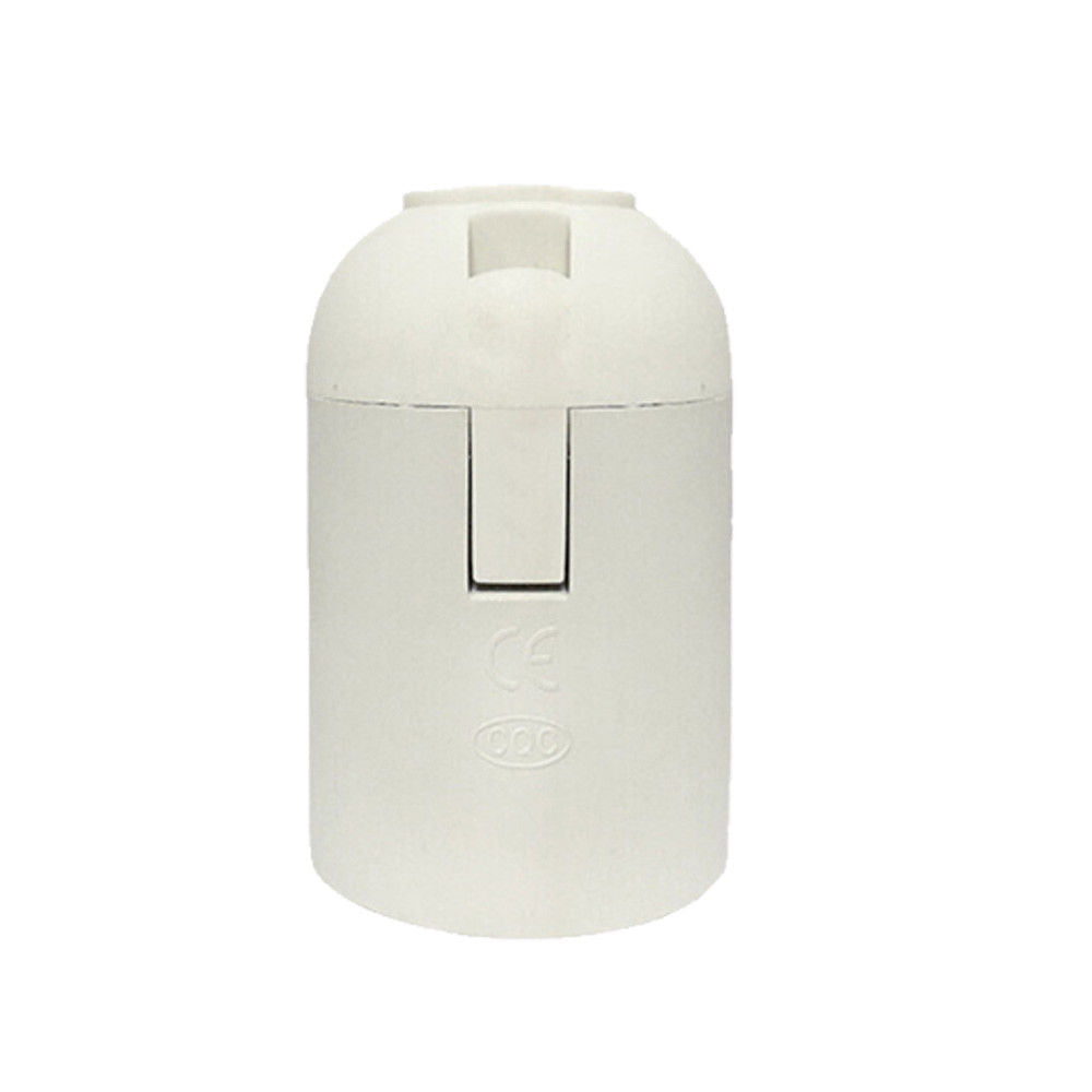 White Bakelite E27 Screw Lamp Holder for Vintage Bulbs – Plain Portable Edison Screw-On Bulb Socket