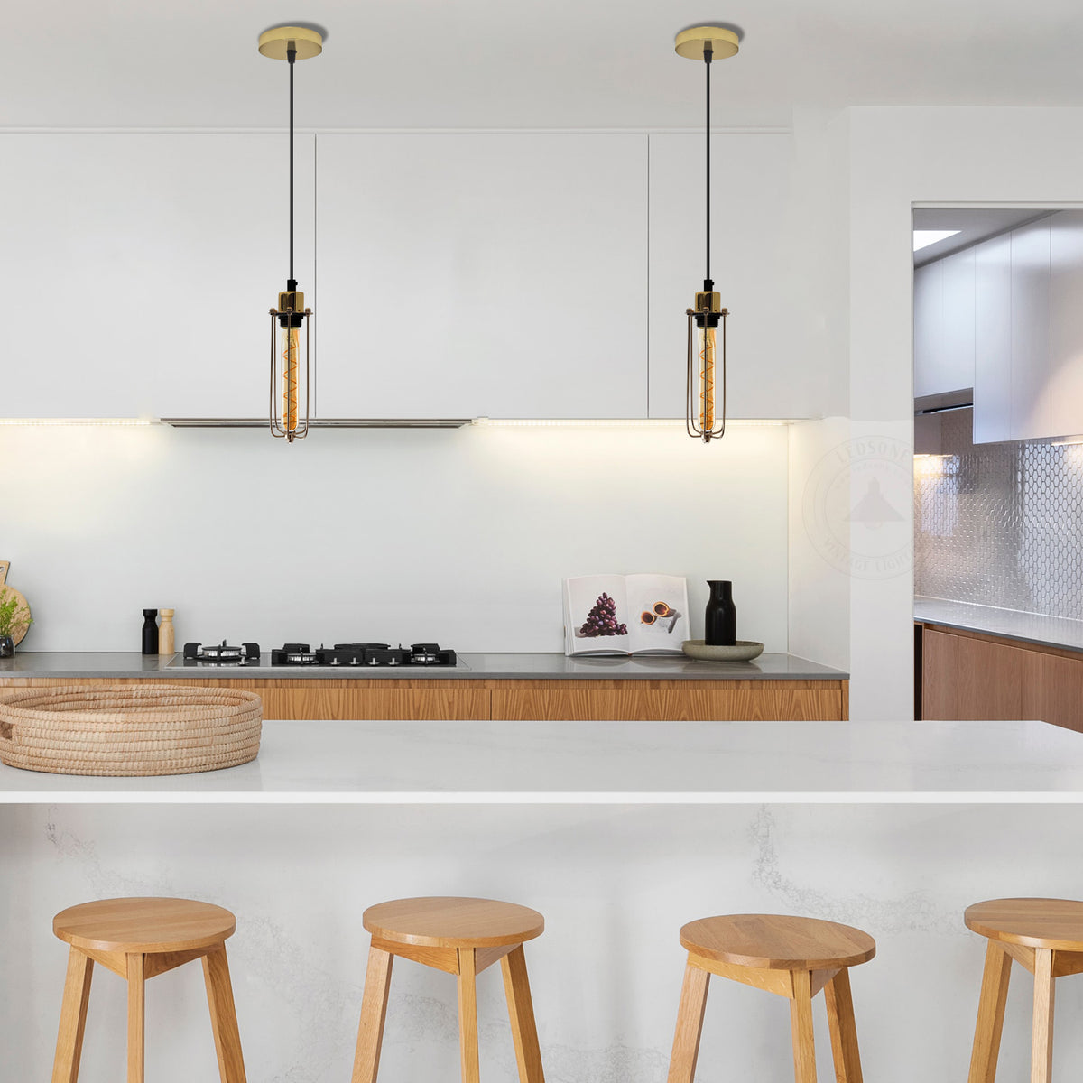 Single E27 Wire Cage Ceiling Pendant Light – Industrial Vintage Hanging Lamp, 95cm Adjustable Cord