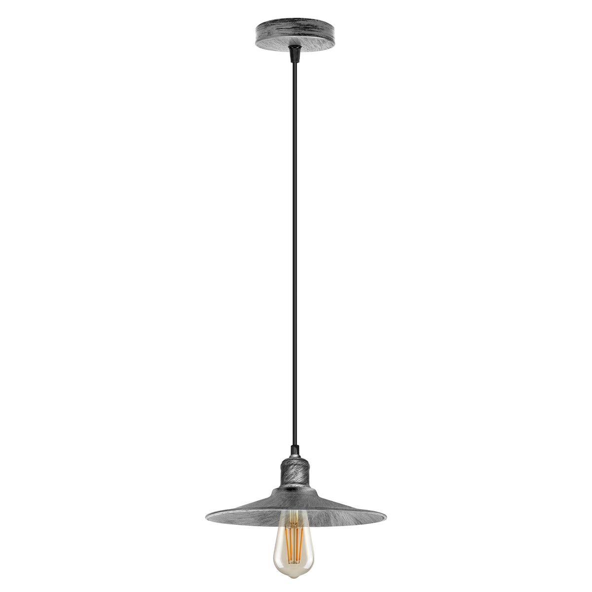 Single Head Vintage Pendant Light with Brushed Brass Metal Shade – Hanging Lamp for Kitchen & Dining