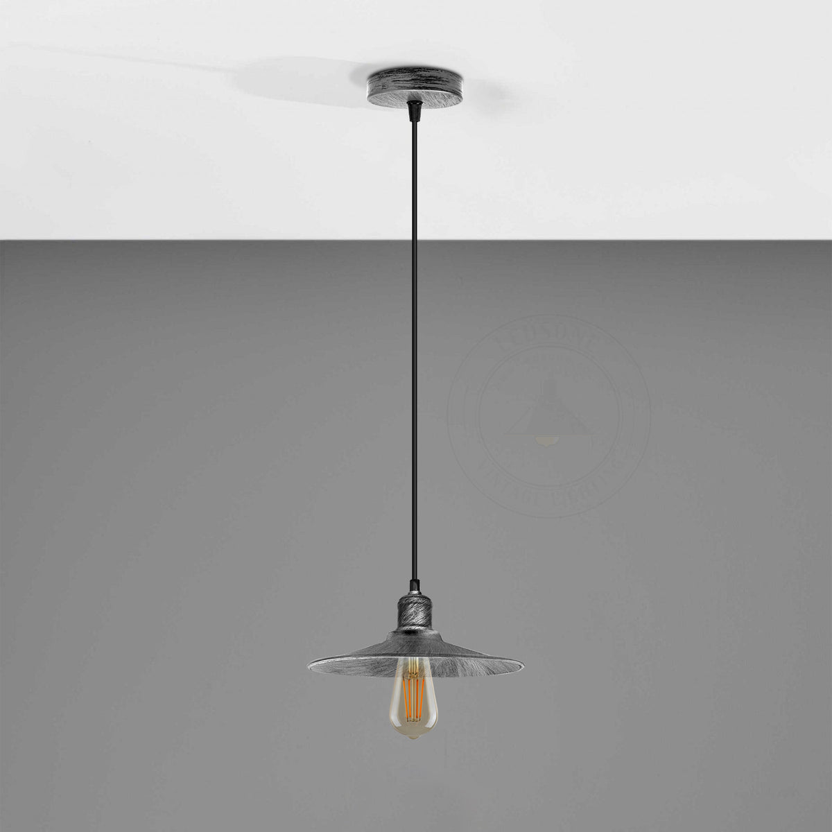 Single Head Vintage Pendant Light with Brushed Brass Metal Shade – Hanging Lamp for Kitchen & Dining