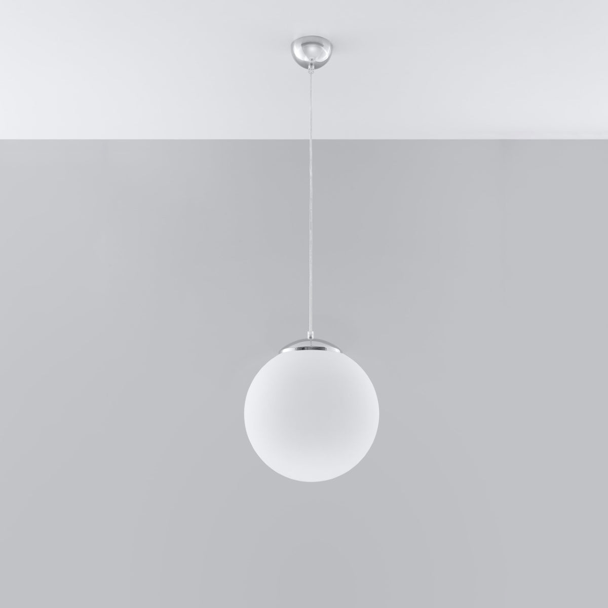 Sollux Lighting Ugo Pendant Lamp with Glass Shade and E27 Fitting – Minimalist Ceiling Light, White & Chrome