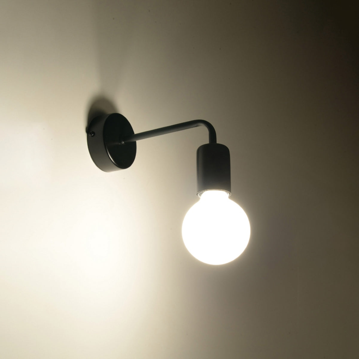Sollux Lighting Duomo Steel Wall Lamp with E27 Fitting – Loft Design Wall Light, Black