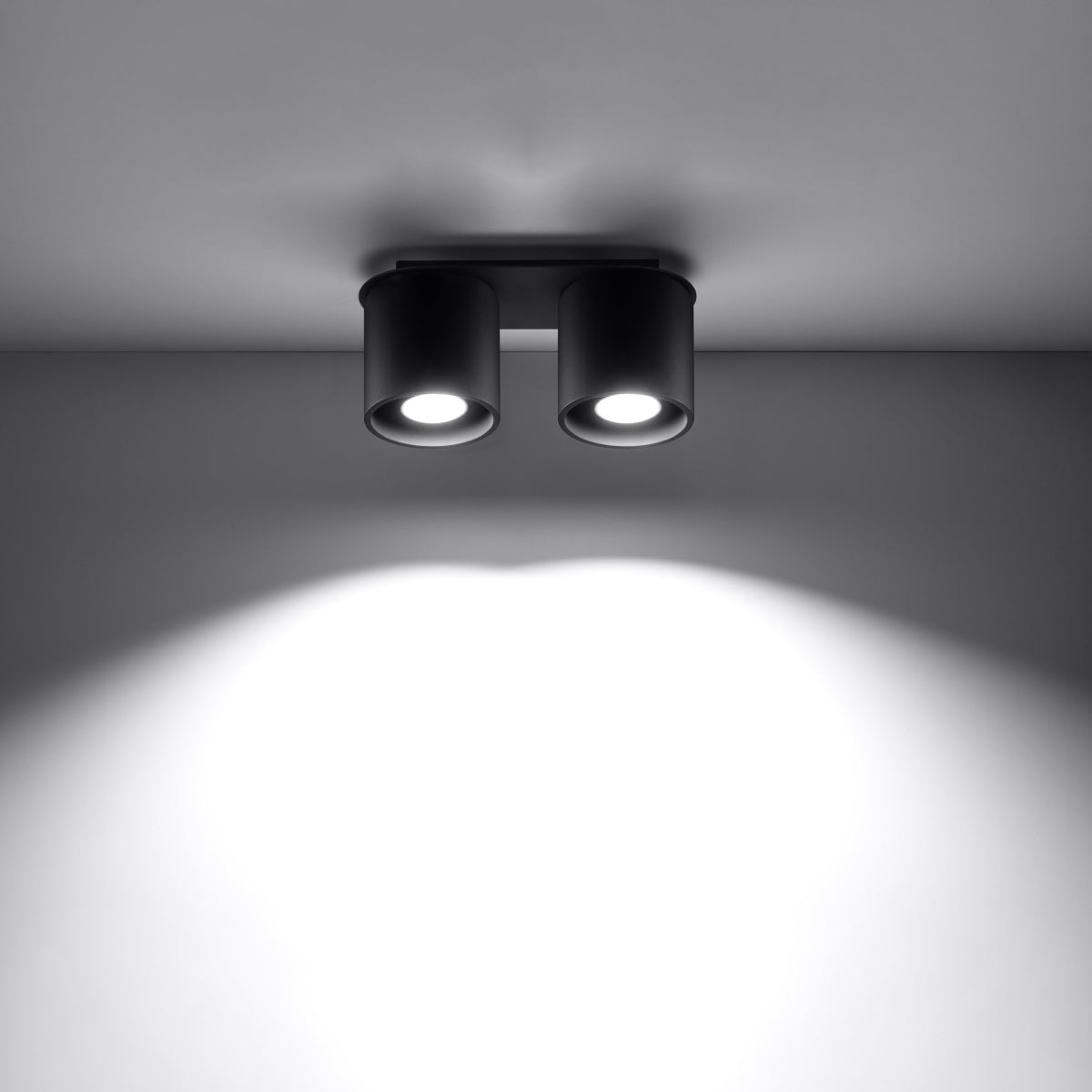 Sollux Lighting Orbis Aluminium Ceiling Lamp with 2 x GU10 Fittings – Modern Design Ceiling Light, Black
