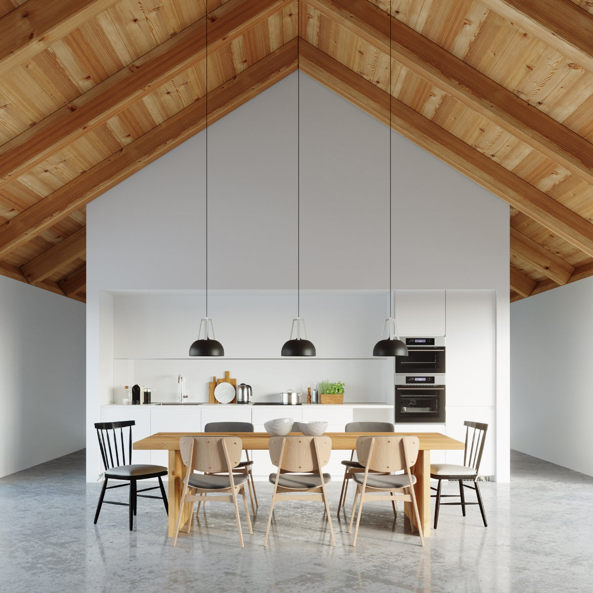 Sollux Lighting Casco Pendant Lamp in Steel and Wood with E27 Fitting – Modern Ceiling Light, Black & White