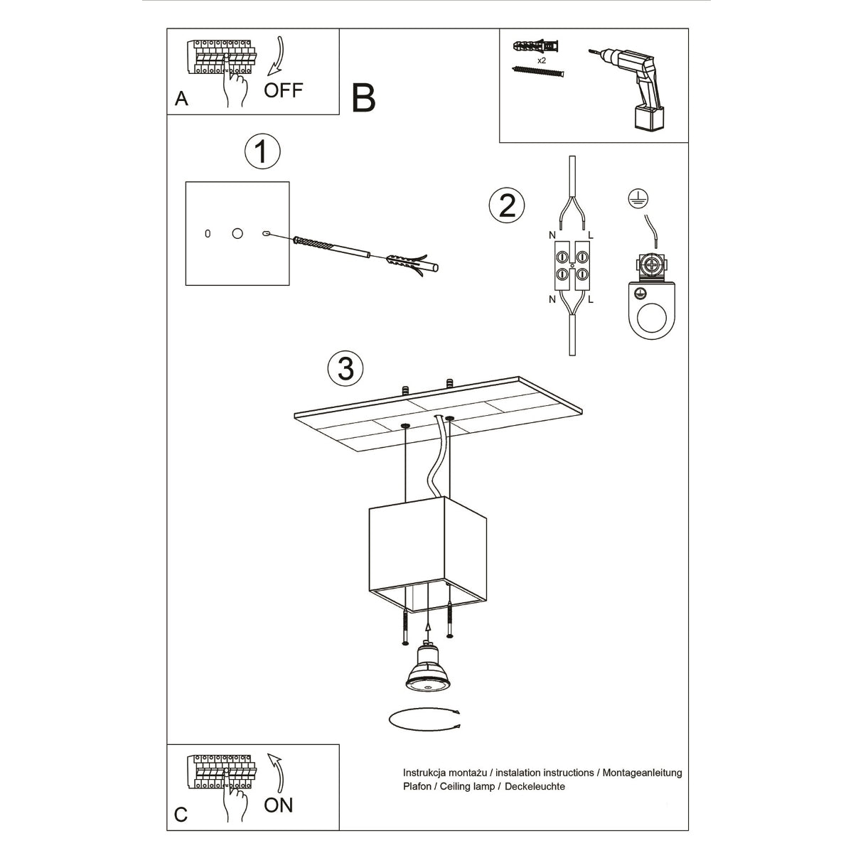 Quad Modern Aluminium Ceiling Light, G9