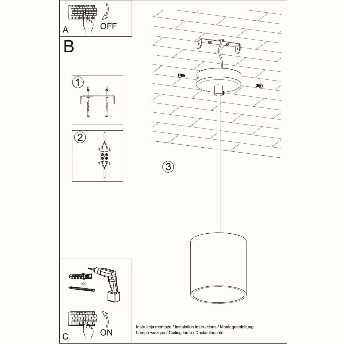 Sollux Orbis Pendant Light with GU10 Bulb Fitting – Modern Aluminium Lamp, Black