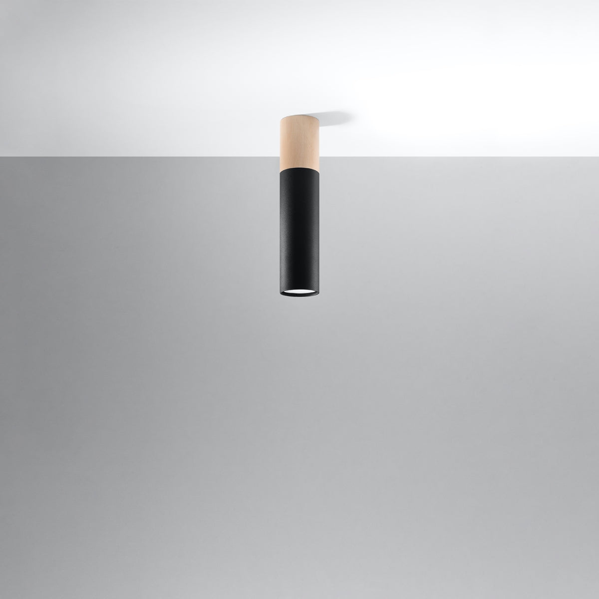 Sollux Pablo Modern Ceiling Light with GU10 Fitting – Steel and Wood Ceiling Lamp, Black