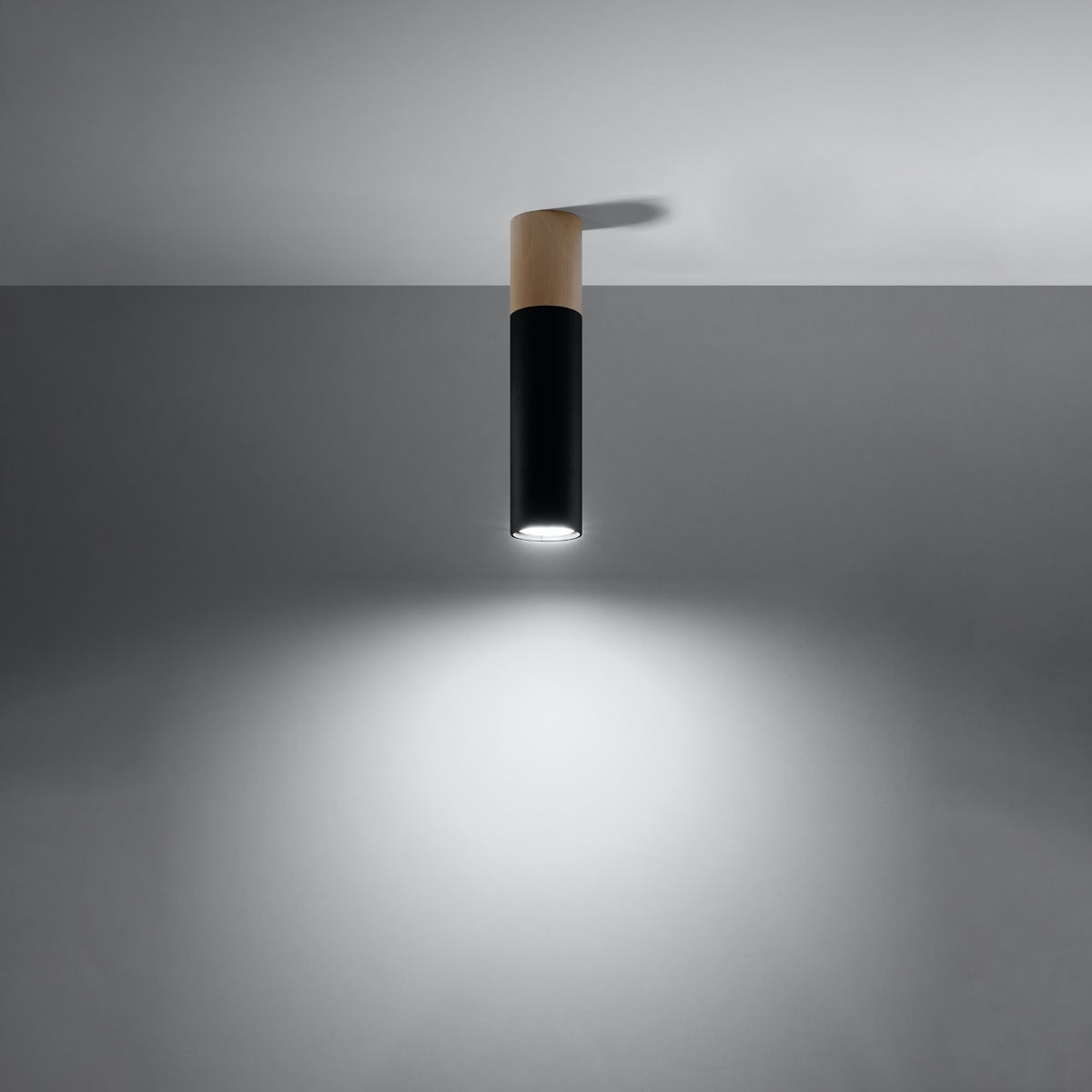 Sollux Pablo Modern Ceiling Light with GU10 Fitting – Steel and Wood Ceiling Lamp, Black
