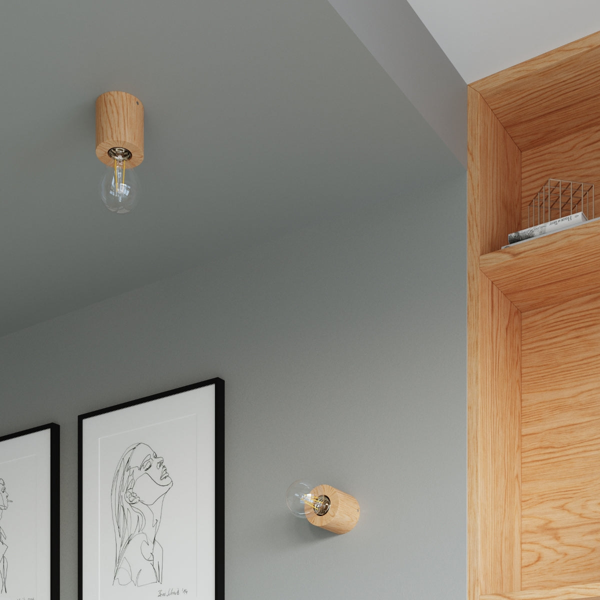 Sollux Salgado Scandinavian Desk Lamp with E27 Fitting – Natural Wood Table Lamp