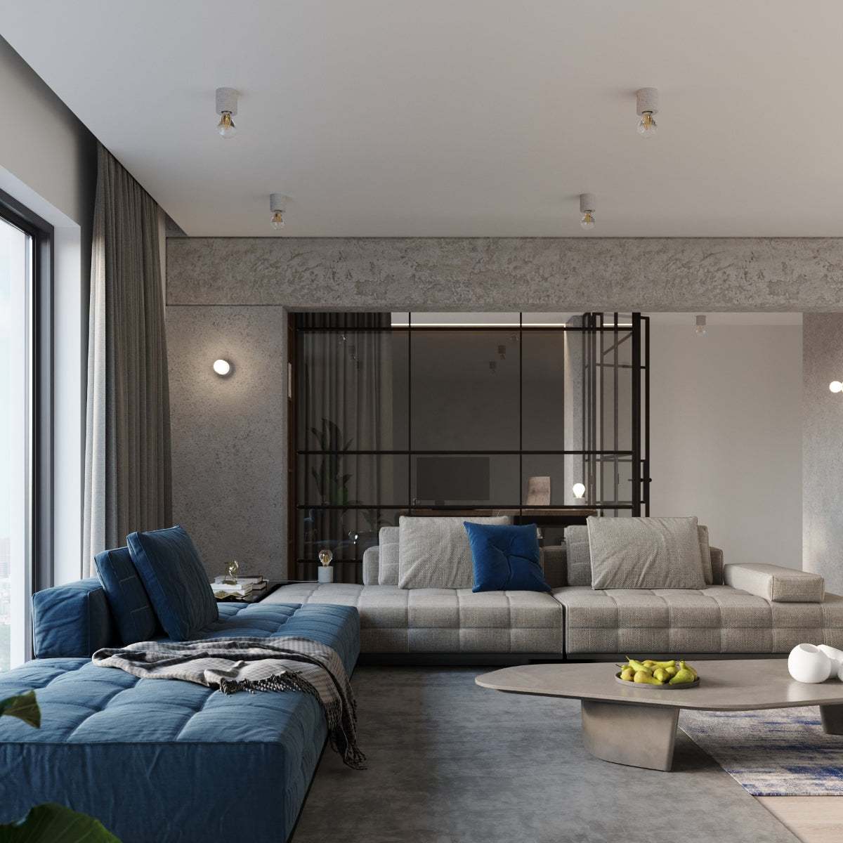 Sollux Salgado Industrial Concrete Ceiling Light with E27 Fitting – Grey Ceiling Lamp