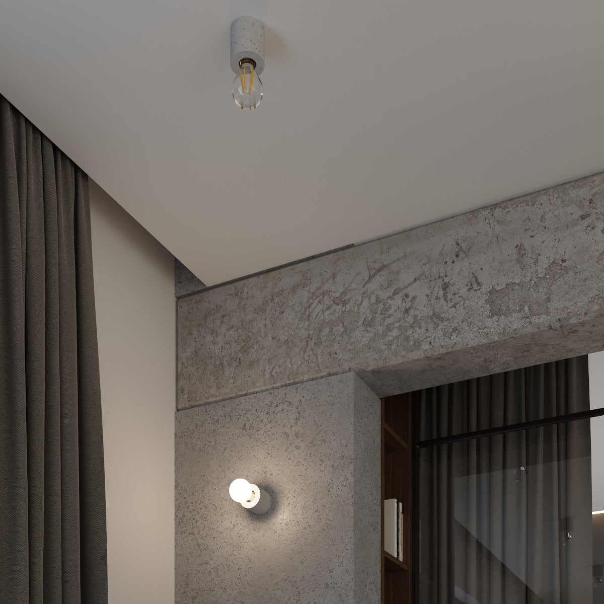 Sollux Salgado Industrial Concrete Ceiling Light with E27 Fitting – Grey Ceiling Lamp