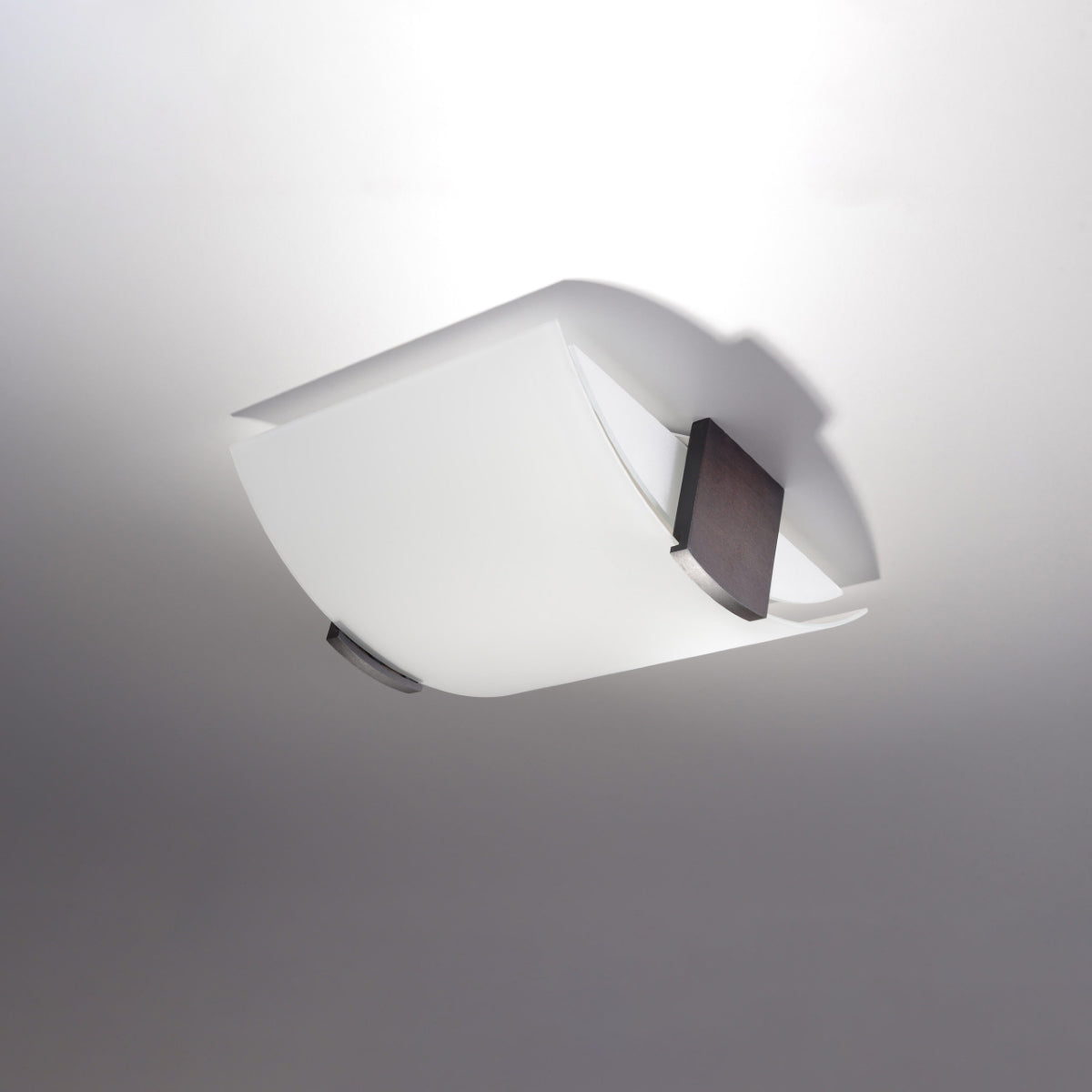 Sollux Lighting Emilio Ceiling Lamp with 2 E27 Lights – Modern Wood and Glass Ceiling Light, Wenge and White