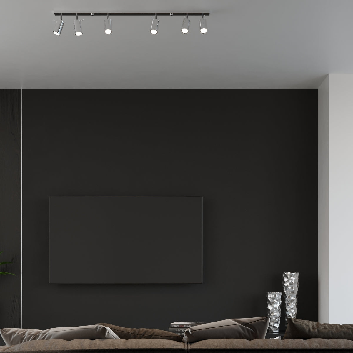 Sollux Lighting Ring Ceiling Lamp with 4 GU10 Lights – Modern Steel Ceiling Light, Chrome