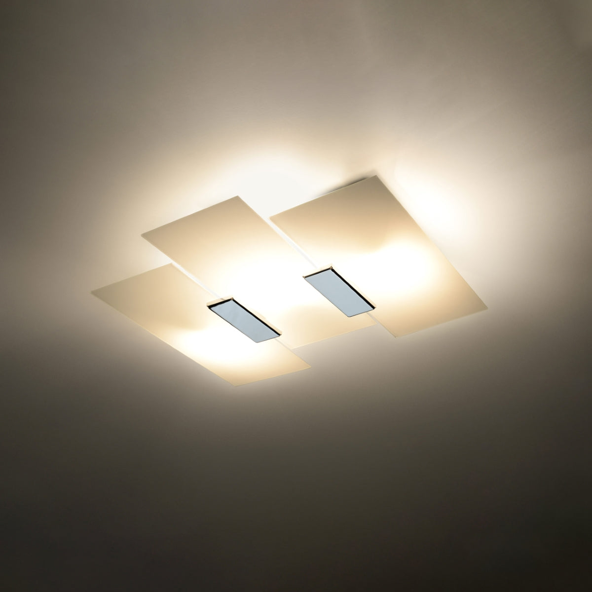 Sollux Lighting Fabiano Ceiling Lamp with 3 E27 Lights – Steel and Glass Ceiling Light, Chrome