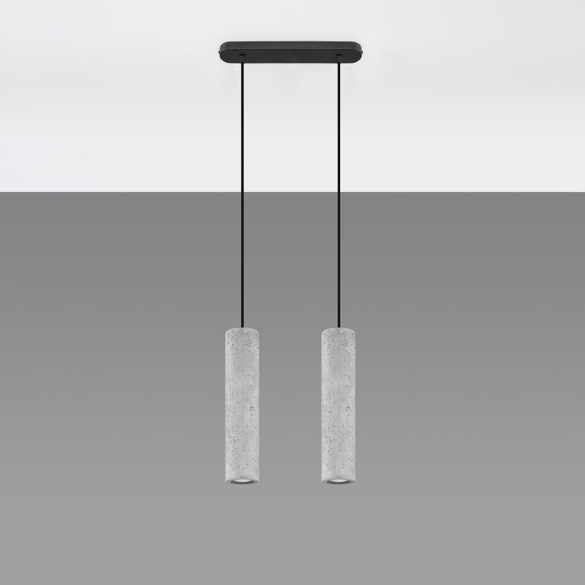 Sollux Lighting Luvo Concrete Pendant Lamp with 2 GU10 Lights – Industrial Design Ceiling Light, Grey