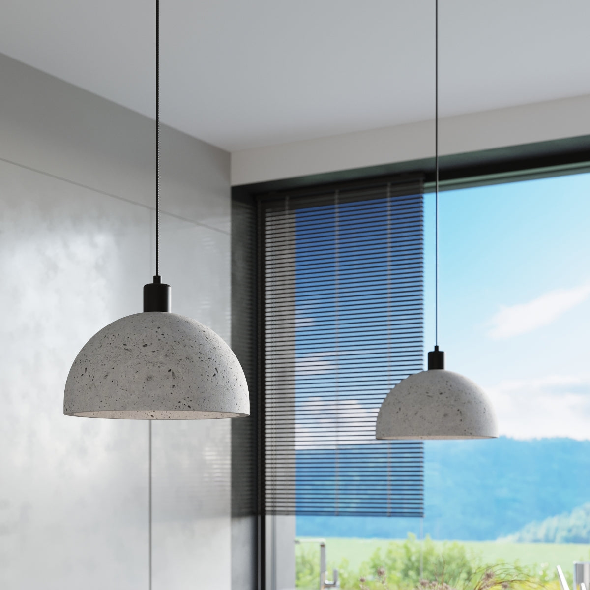 Sollux Pendant Lamp Pablito with Concrete Shade, E27 – Industrial Design Hanging Light, Grey