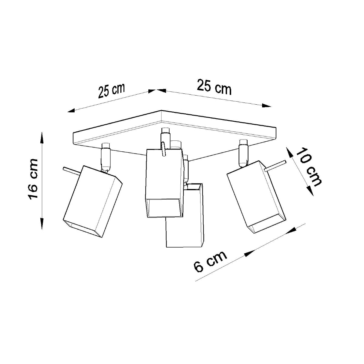 Sollux Merida Ceiling Lamp with 4 GU10 Lights, Steel – Modern Design Spotlight, White