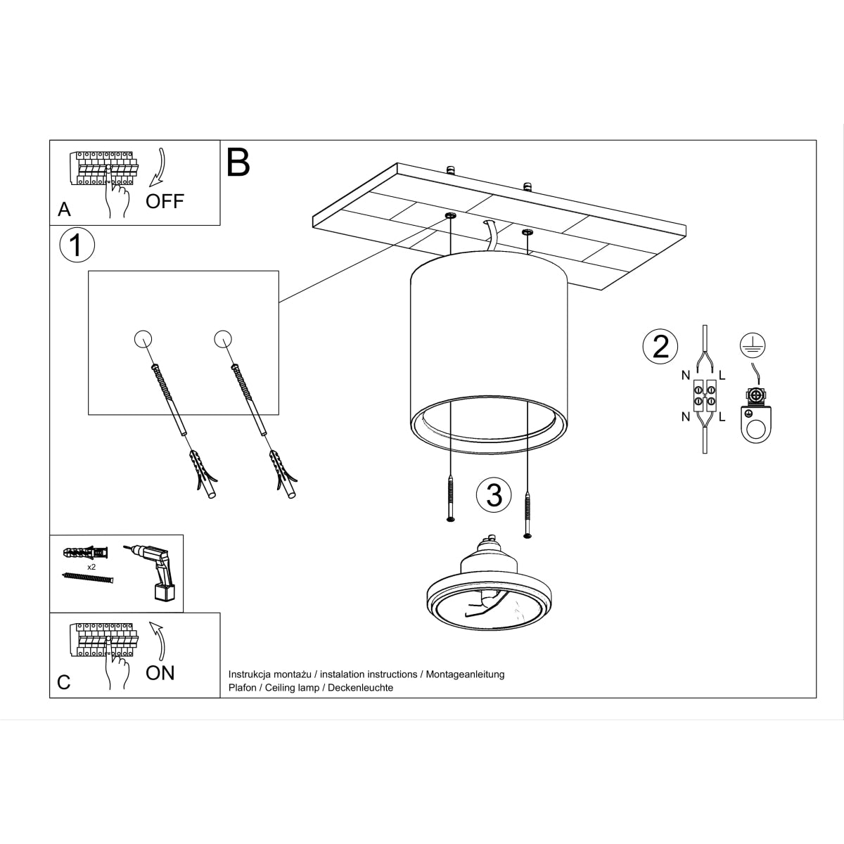 Sollux Kalu Ceiling Lamp with Ceramic Shade, GU10/ES111 – Modern Design Light, White