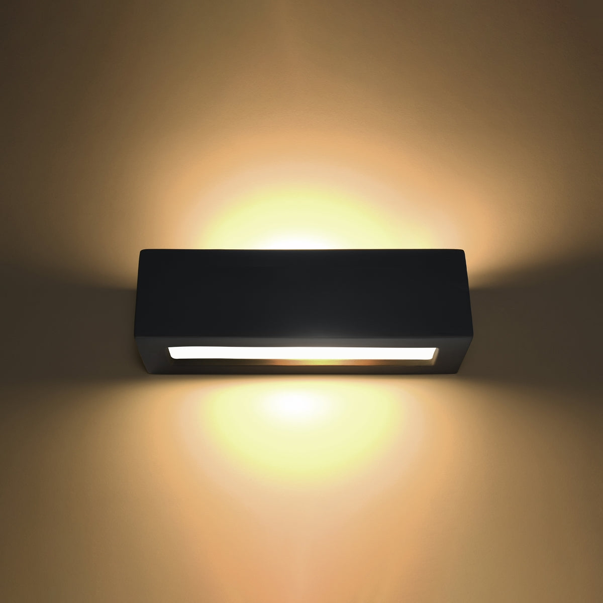 Sollux Vega Wall Lamp with Ceramic and Glass Shade, E27 – Modern Design Light, Black