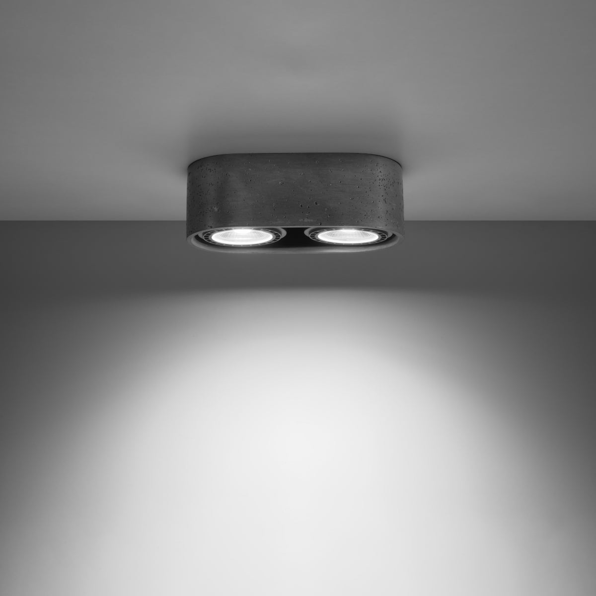 Sollux Basic Ceiling Lamp with 2 GU10 Lights, Concrete – Industrial Design Spotlight, Grey