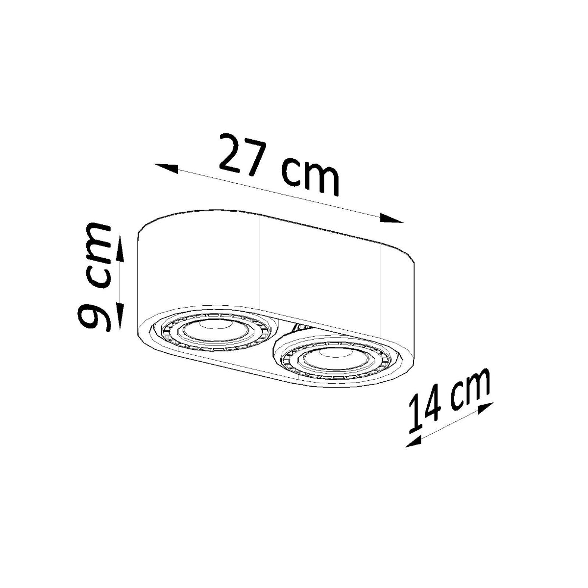 Sollux Basic Ceiling Lamp with 2 GU10 Lights, Concrete – Industrial Design Spotlight, Grey