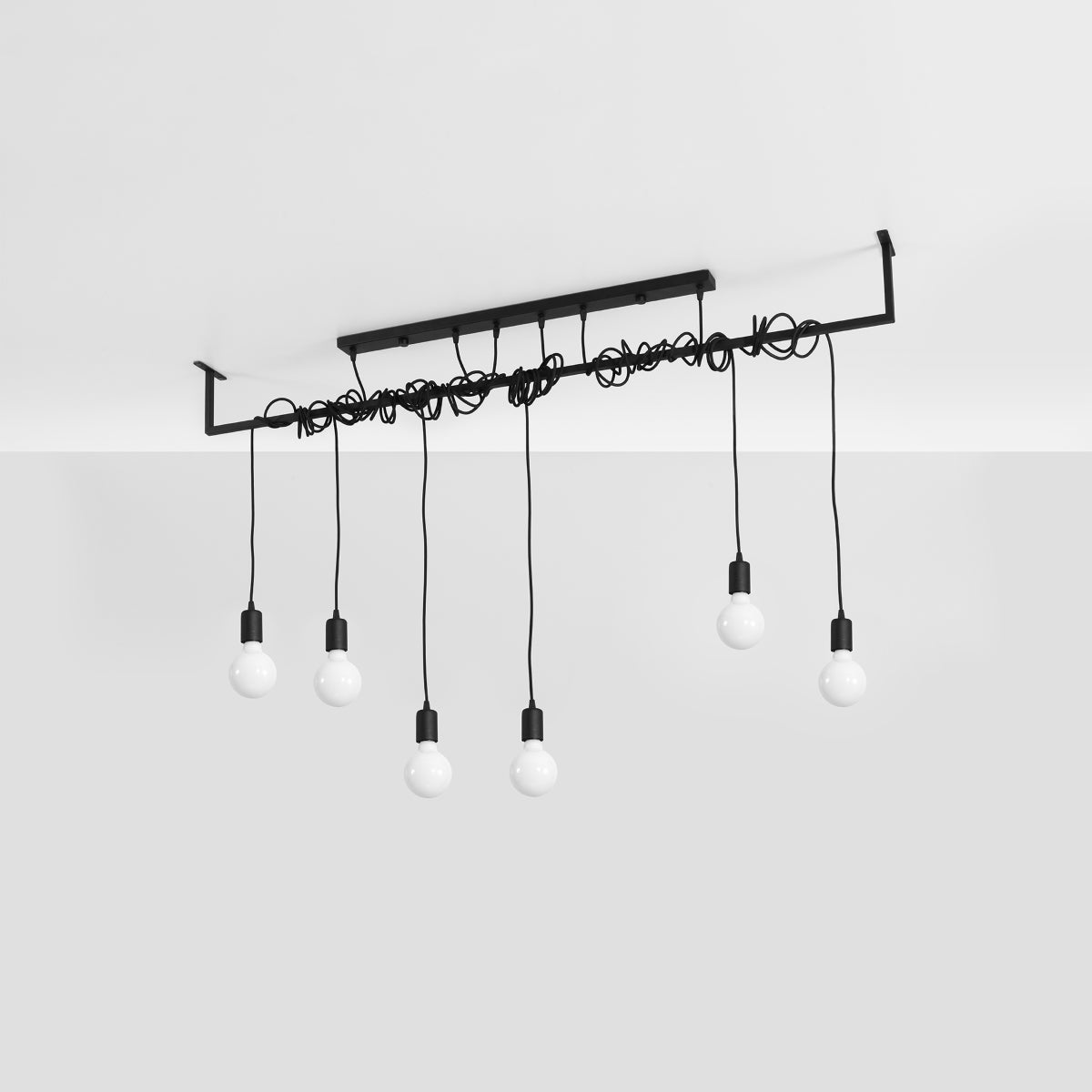 Sollux Salamanca Chandelier with 6 E27 Lights, Fabric and Steel – Modern Design, Black