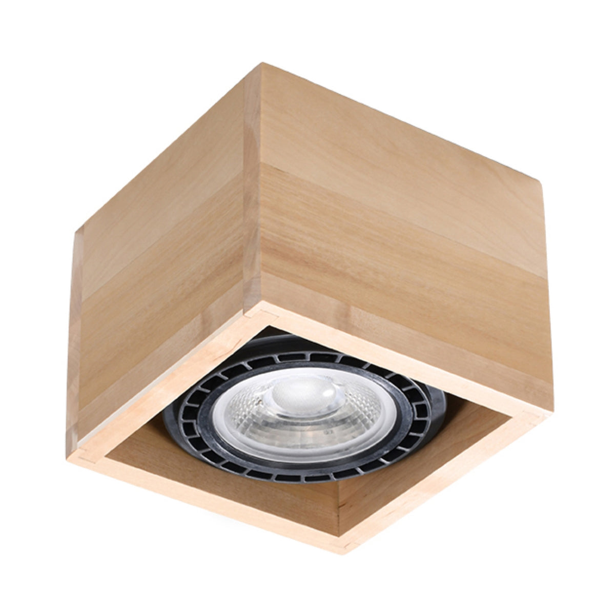 Sollux Quatro Ceiling Light in Wood with GU10 Fitting – Scandinavian Design Home Lighting, Natural Wood