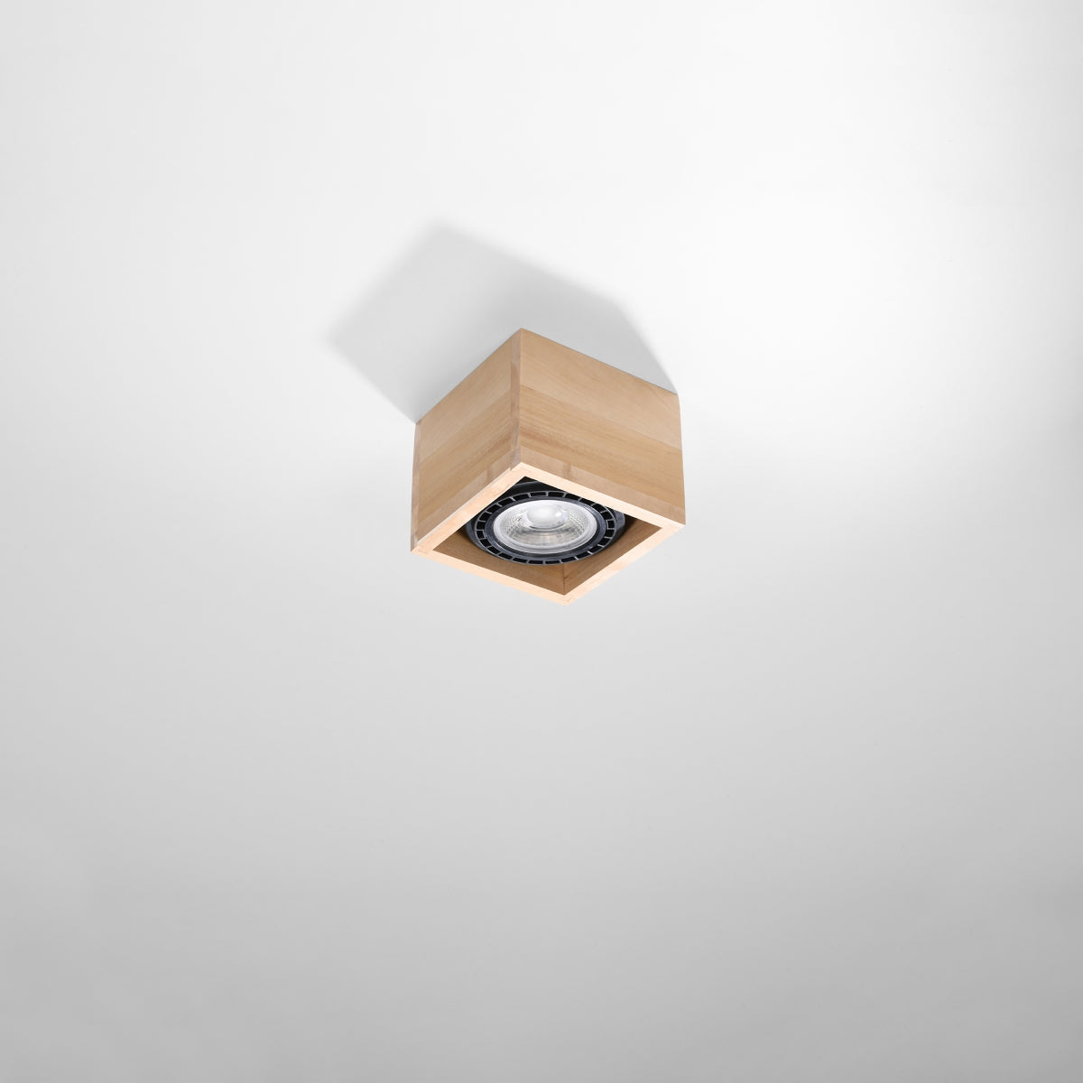 Sollux Quatro Ceiling Light in Wood with GU10 Fitting – Scandinavian Design Home Lighting, Natural Wood