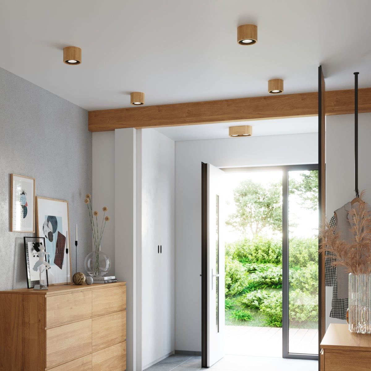 Sollux Basic Ceiling Light in Wood with GU10 Fitting – Scandinavian Design Home Lighting, Natural Wood
