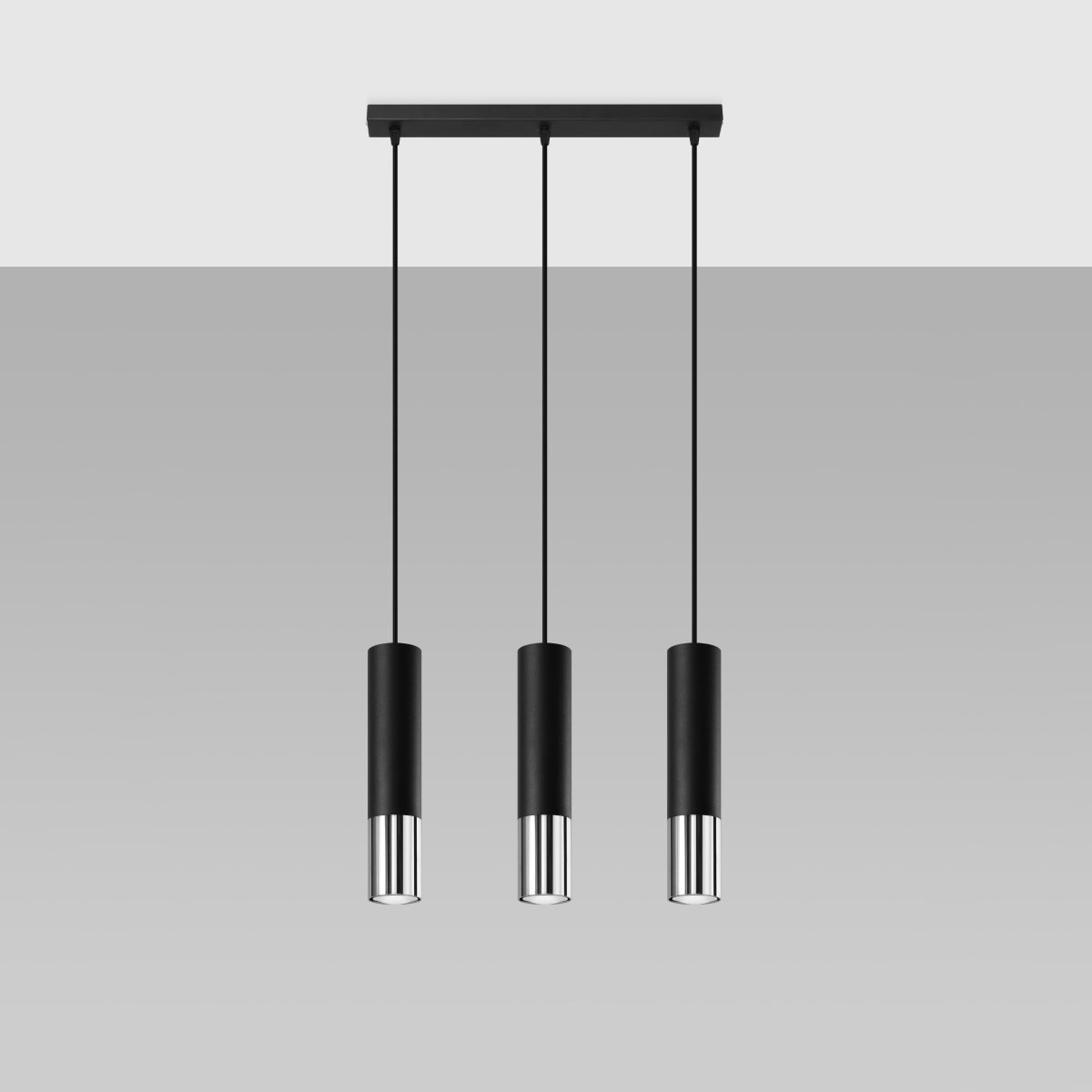 Sollux Loopez Pendant Light in Steel with GU10 Fitting – Modern Design Home Lighting, Black, Chrome