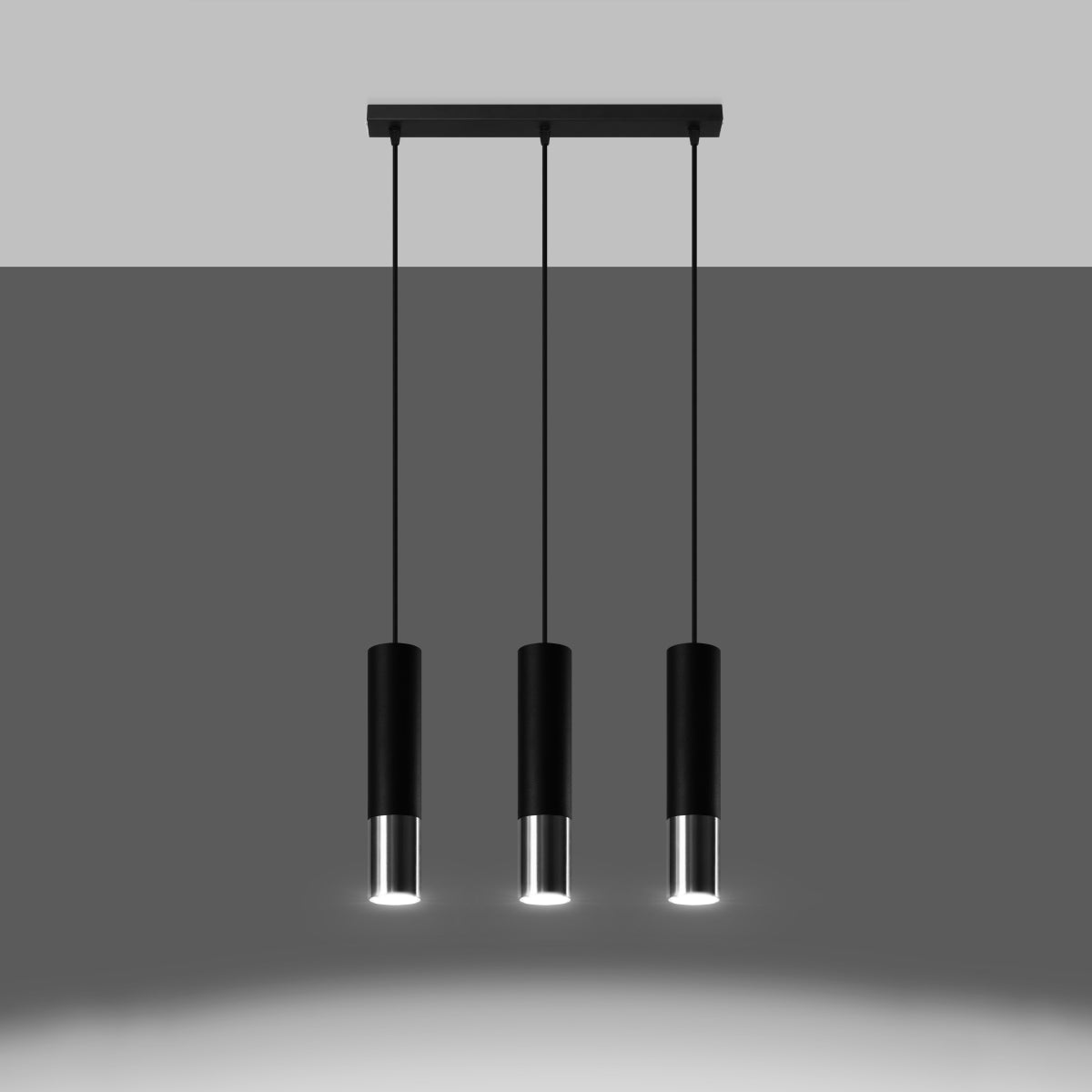 Sollux Loopez Pendant Light in Steel with GU10 Fitting – Modern Design Home Lighting, Black, Chrome