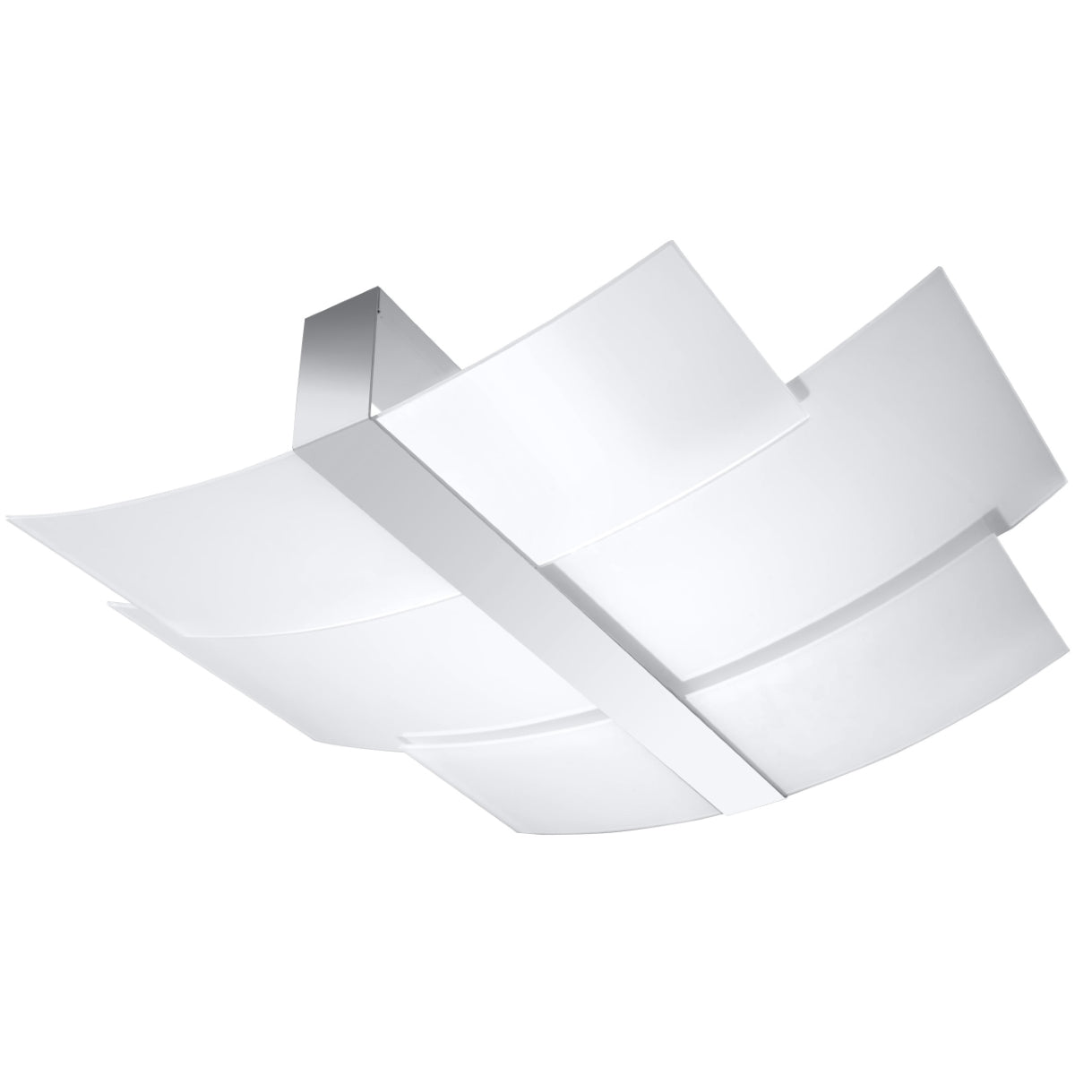 Sollux Lighting Celia Steel & Glass Ceiling Lamp with 3 E27 Lights – Modern Design, Chrome & White