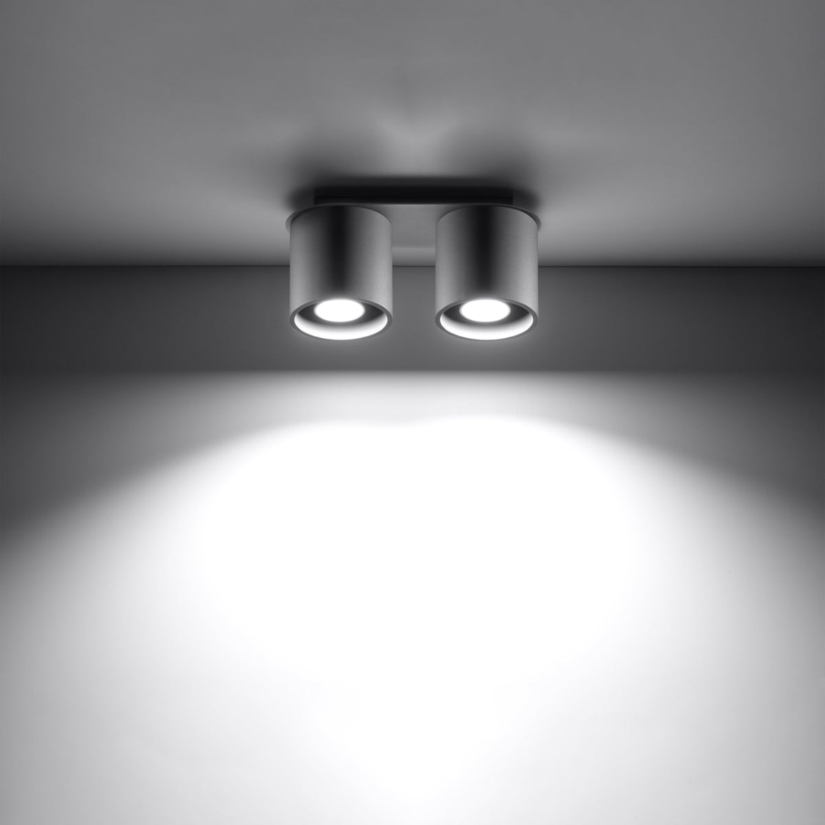 Sollux Lighting Orbis Aluminium Ceiling Lamp with 2 GU10 Spotlights – Modern Design, Grey