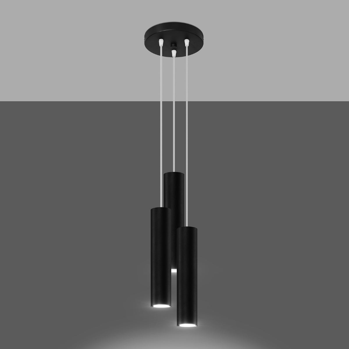 Sollux Lighting Lagos Steel Pendant Lamp with 3 GU10 Lights – Modern Design, Black