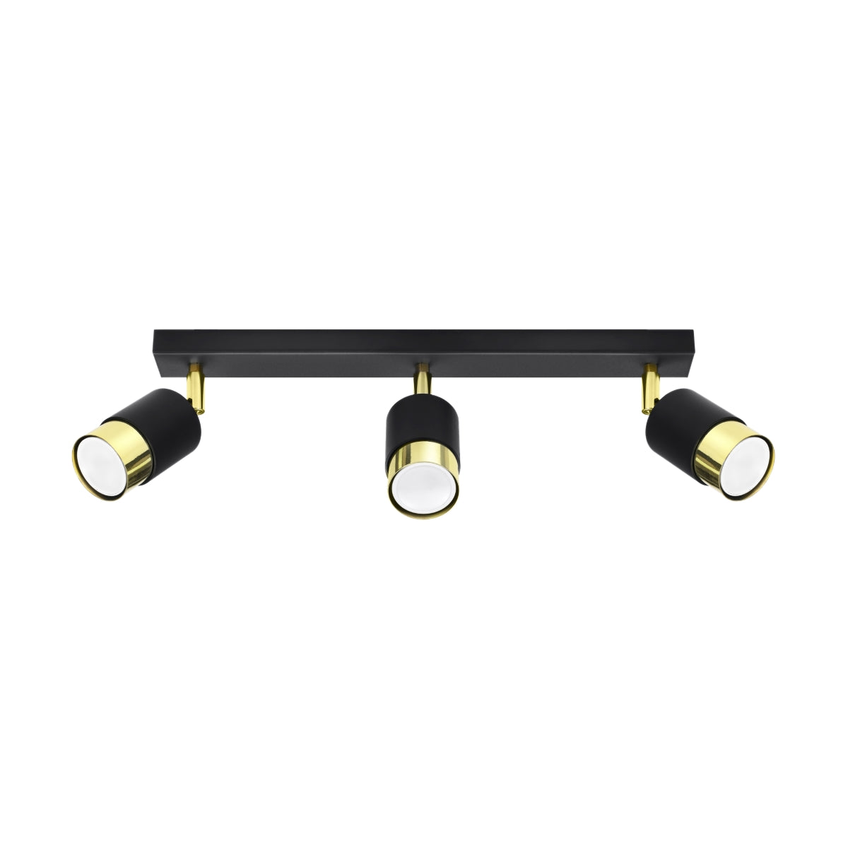 Sollux Nero Ceiling Lamp in Black and Gold Steel, GU10 Fitting – Modern Three-Light Ceiling Light