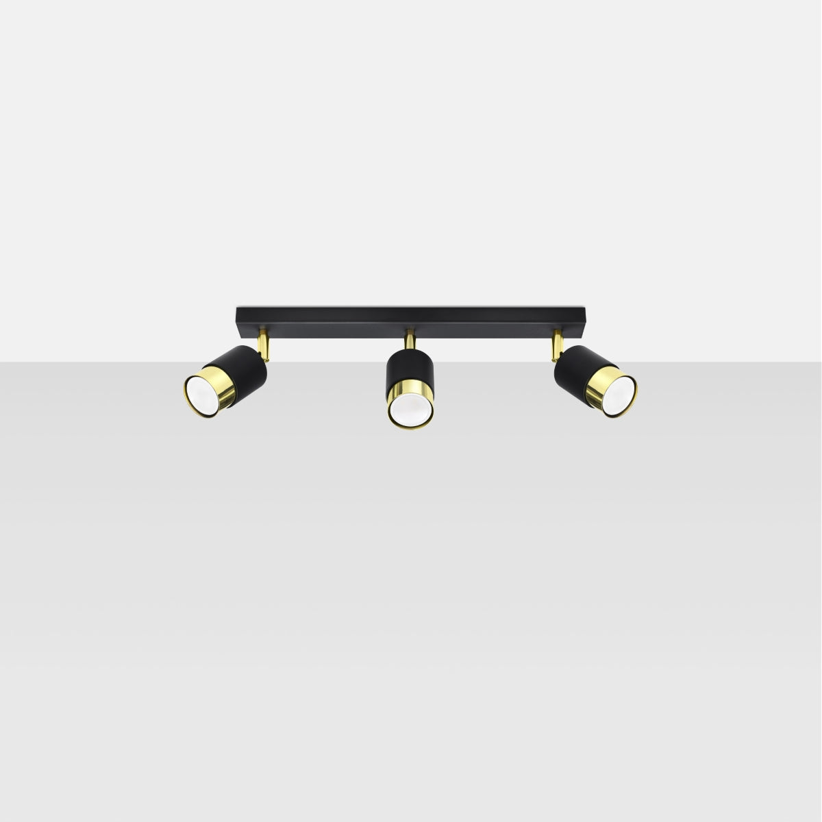 Sollux Nero Ceiling Lamp in Black and Gold Steel, GU10 Fitting – Modern Three-Light Ceiling Light