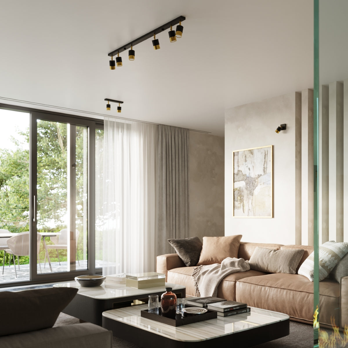 Sollux Nero Ceiling Lamp in Black and Gold Steel, GU10 Fitting – Modern Three-Light Ceiling Light
