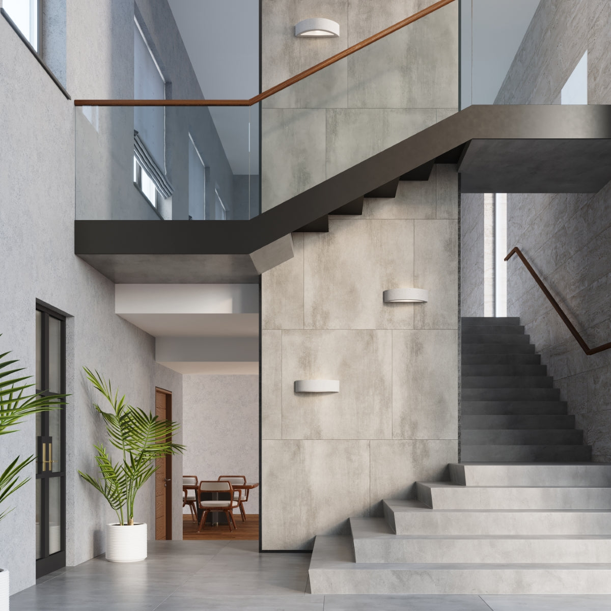 Sollux Lighting Atena Wall Lamp with Concrete and Glass Design, E27 – Modern Indoor Lighting, Grey