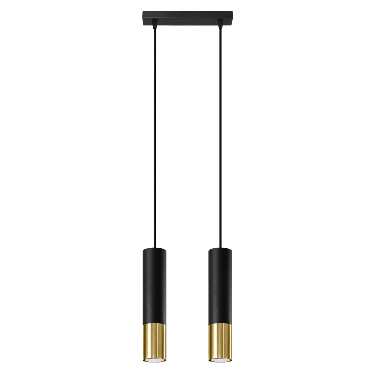 Sollux Loopez 2-Light Pendant Lamp in Black and Gold Steel, GU10 Fitting – Modern Ceiling Light