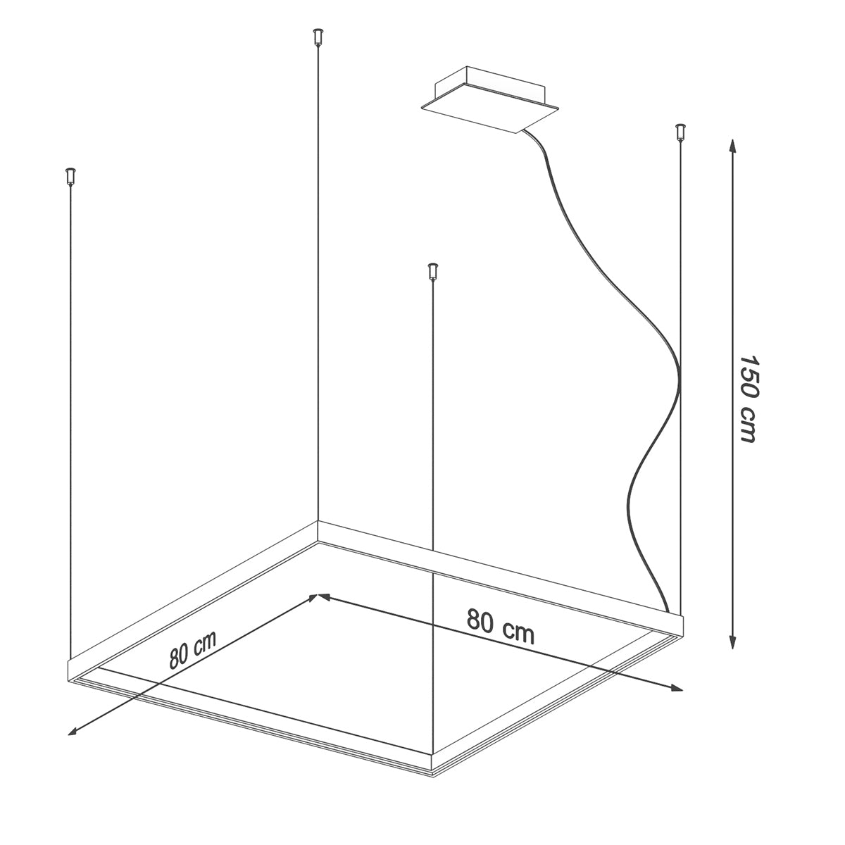 Nelya Modern LED Chandelier in Black Aluminium, 80cm – Neutral White 4000K, 5757lm