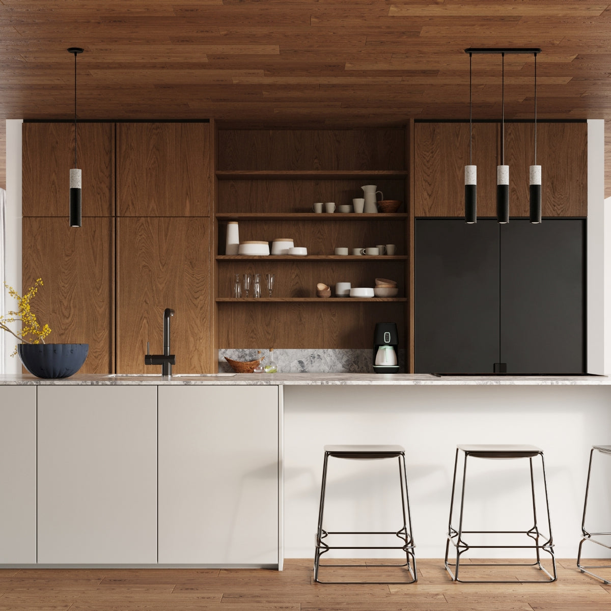Sollux Lighting Borgio Pendant Lamp, Steel and Concrete with Three GU10 Fittings – Modern, Black and Grey