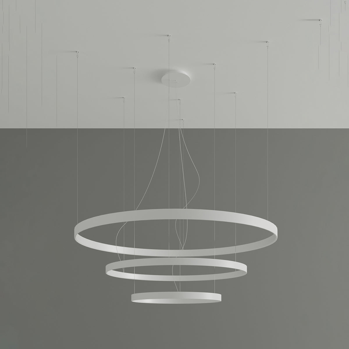Rio Modern LED Chandelier in White Aluminium, 110cm – Warm White 3000K, 17210lm