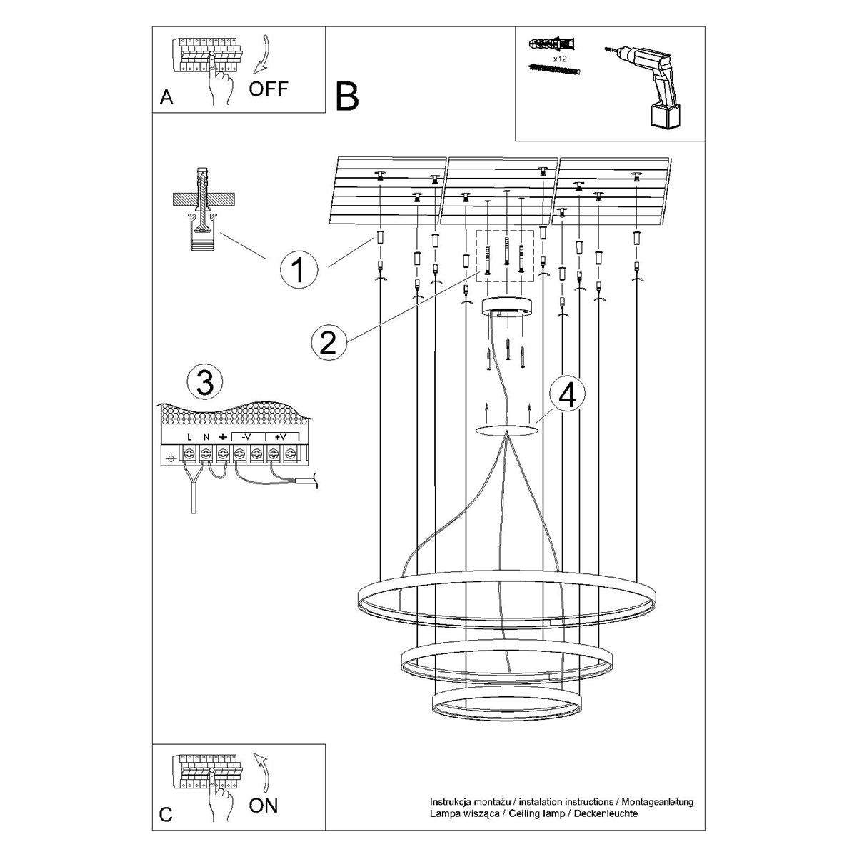 Rio Modern LED Chandelier in White Aluminium, 110cm – Warm White 3000K, 17210lm