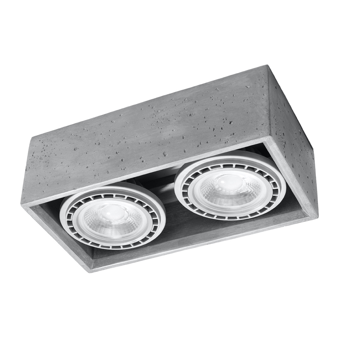 Sollux Lighting Quatro Concrete Ceiling Light with 2 GU10 Spots – Industrial Design, Grey