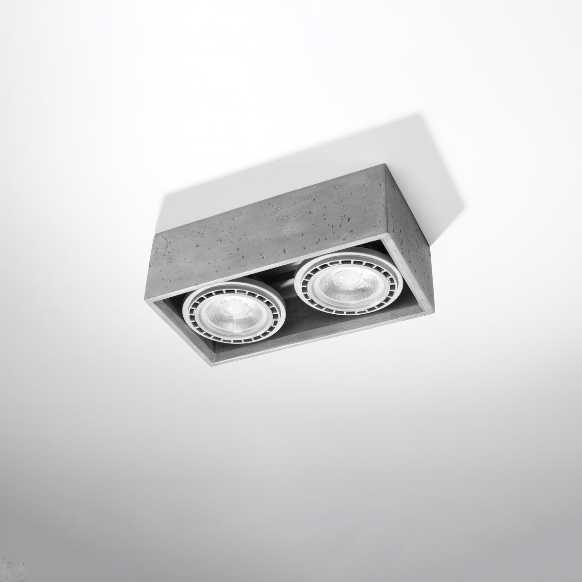Sollux Lighting Quatro Concrete Ceiling Light with 2 GU10 Spots – Industrial Design, Grey